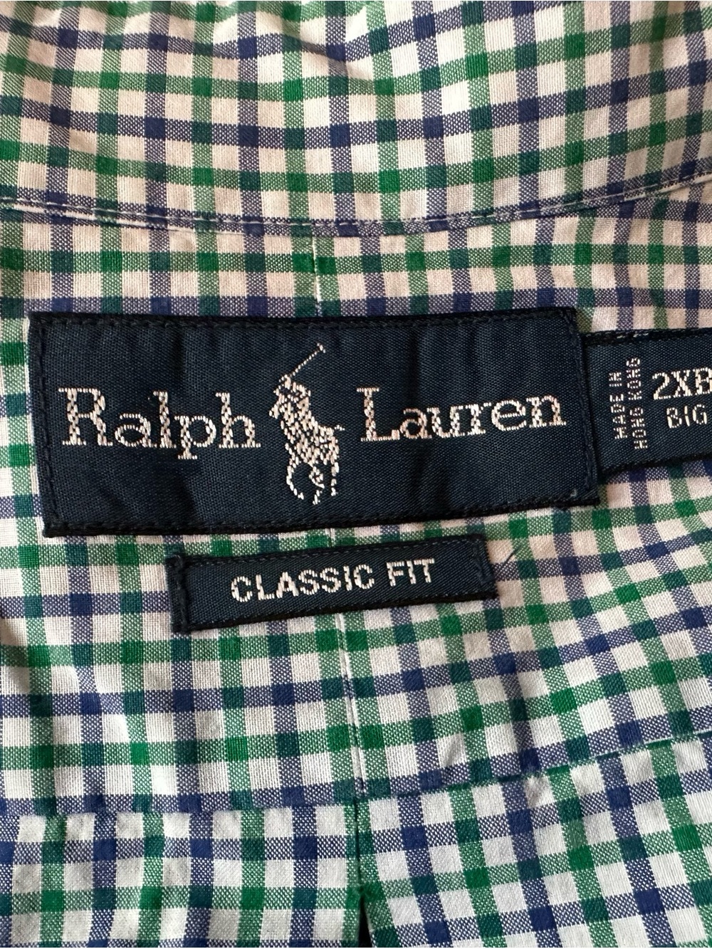 Ralph Lauren Button-Up Classic Fit Shirt in Blue, Green & White Gingham